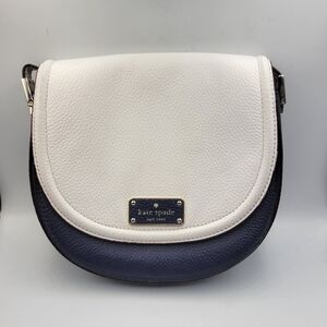 Kate Spade French Navy & Cream Lilly Oliver Street Leather Messenger Bag